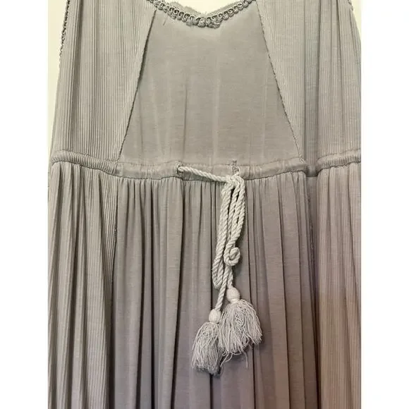 POL Sz Small Stone Maxi‎ Tank Dress Washed Frayed Trim Rayon Knit Flowy Bohemian - Picture 4 of 13